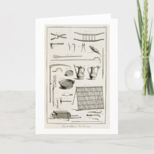 Cartão Assortment of gardening tools, from the 'Encyclope