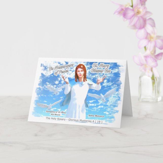 Cartão Assunção de Ruas. Maria no Céu 2 Folha Dobrada (Orquídea)