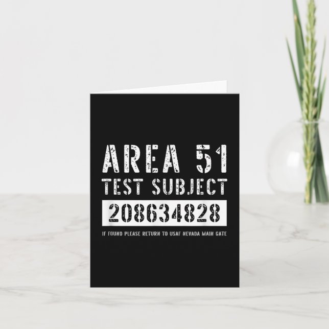 Cartão Assunto de Teste da Área 51 4828 Abdução Alienígen (Frente)
