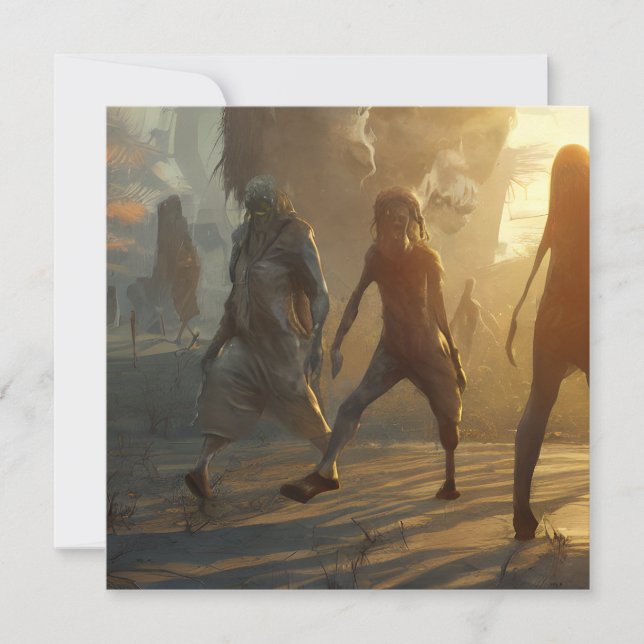 Cartão Assustador Andando Zombie Halloween (Frente)