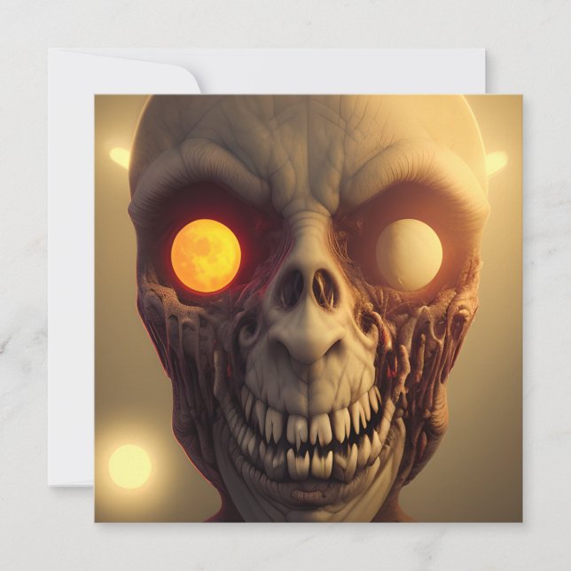 Cartão Assustador Andando Zombie Halloween (Frente)