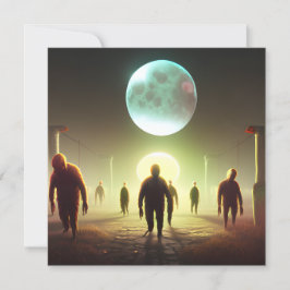 Cartão Assustador Andando Zombie Halloween