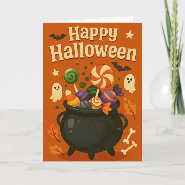 Cartão Assustador Fofo de Halloween  (Frente)