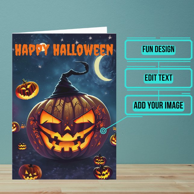 Cartão Assustador Jack-o'-lanterno Halloween (Send a special greeting to a friend at Halloween with this fun card.)