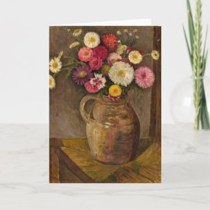 Cartão Asters e Zinnias   Tadeusz Makowski