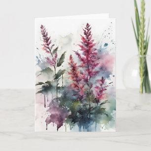 Cartão Astilbe - Flores aquarela