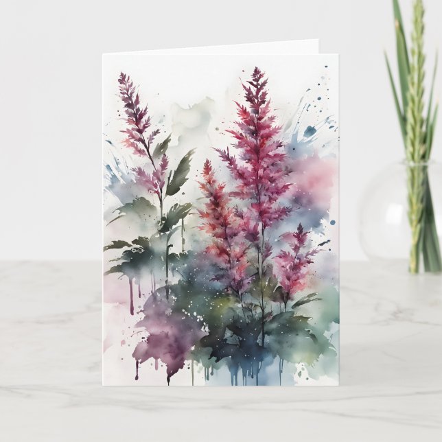 Cartão Astilbe - Watercolor flowers (Frente)