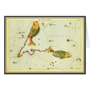 Cartão Astrologia Zodíaco Vintage Peixes Constelação