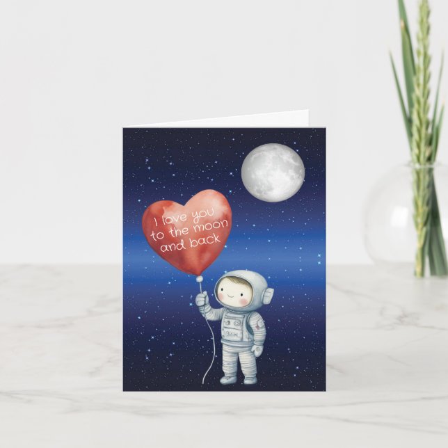 Cartão Astronaut  Love You to the Moon Card  (Frente)