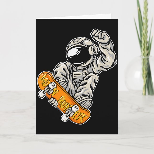 Cartão Astronaut Skateboarder, Amante de Skate, Astro (Frente)