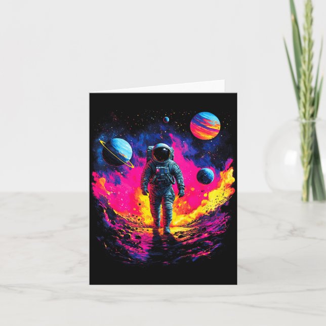 Cartão Astronaut Walking In Galaxy Outer Space Explorer S (Frente)