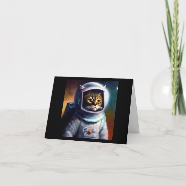 Cartão Astronauta de Gato (Frente)