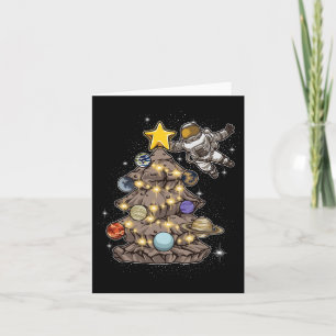 Cartão Astronauta Decorre Uma Árvore De Natal No Espaço -