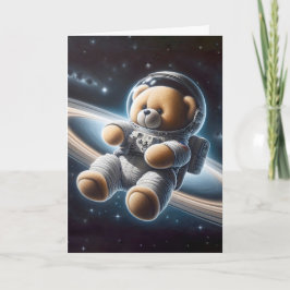 Cartão Astronauta Do Urso De Teddy Para O Menino Novo
