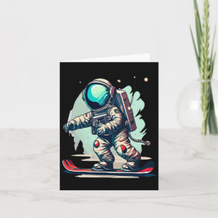 Cartão Astronauta Em Astronauta Engraçado De Snowboard Es
