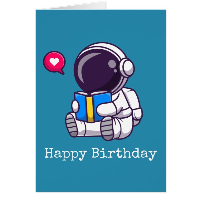 Cartão Astronauta lendo livro crianças bonitinhas (Frente)