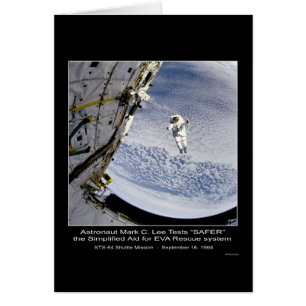 Cartão Astronauta Mark C. Lee Testa "SAFER" STS-64 Shuttl
