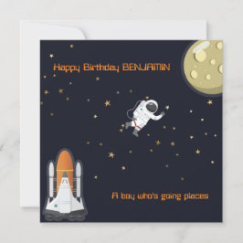 Cartão Astronauta Moon Rocket Kids Sistema Solar Flat