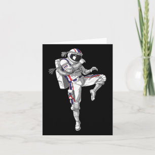 Cartão Astronauta Muay Tailandês Boxando Karate Kickboxin