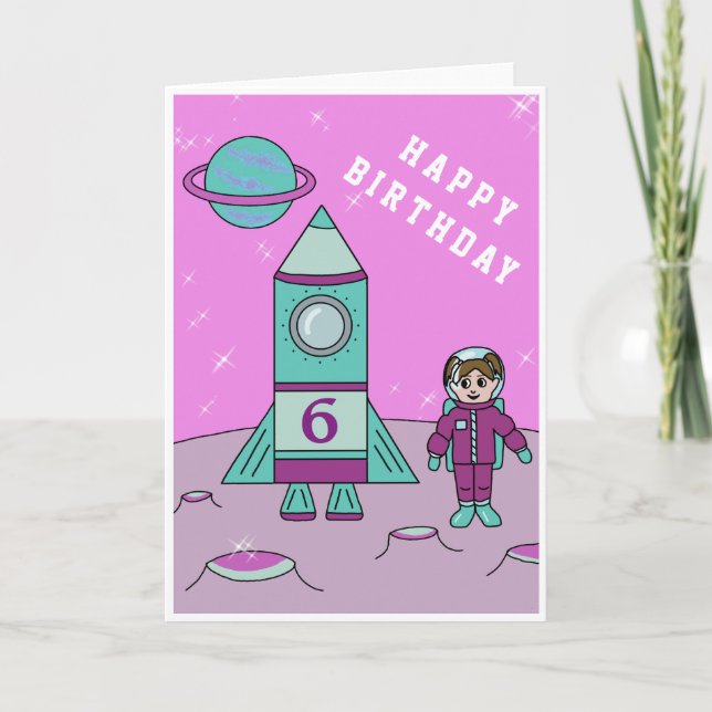 Cartão Astronauta no Espaço da Lua Feliz Aniversário (Frente)