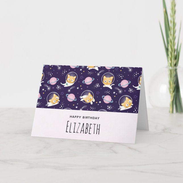 Cartão Astronautas de Gato Gato-Gato-Gato-Gato-Gato-Gato- (Frente)