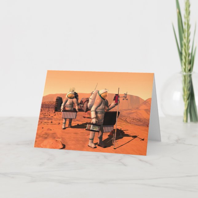 Cartão Astronautas Montando Equipamento Meteorológico Em  (Frente)