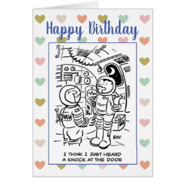 Cartão Astronautas no espaço pensam que há um desenho