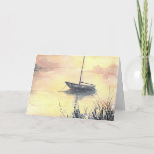 Cartão At the Cove Sailboat Blank Greeting Card
