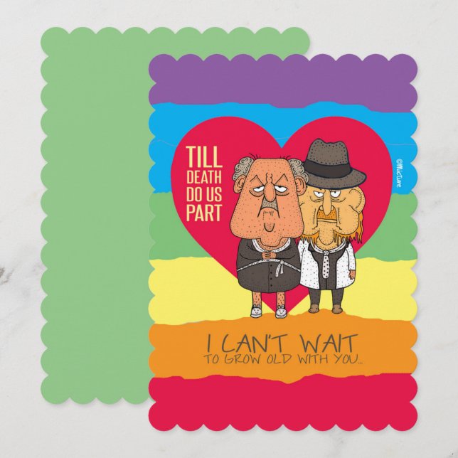 Cartão Até que a morte nos separe - desenho animado amor  (Frente/Verso)