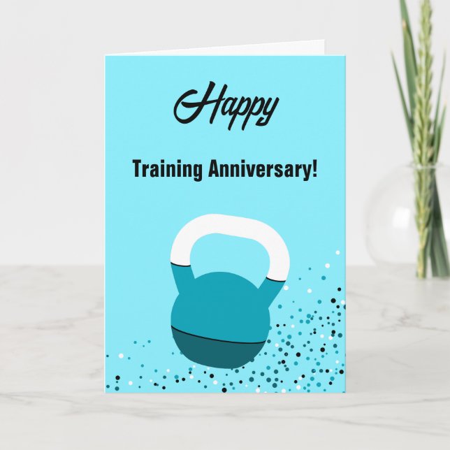 Cartão Athlete Kettlebell Happy Training Anniversary (Frente)