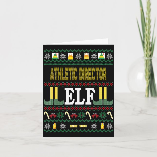 Cartão Athletic Director Elf Funny Christmas Gift  (Frente)