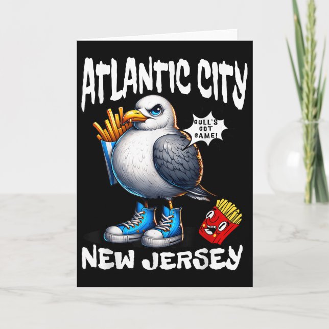 Cartão Atlantic City New Jersey Seagull French Fries Funn (Frente)