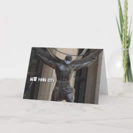 Cartão Atlas vestindo uma máscara facial - placa NYC