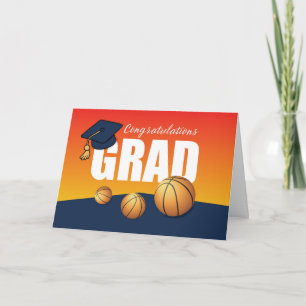 Cartão Atleta dos Parabéns de Graduação de Basquete