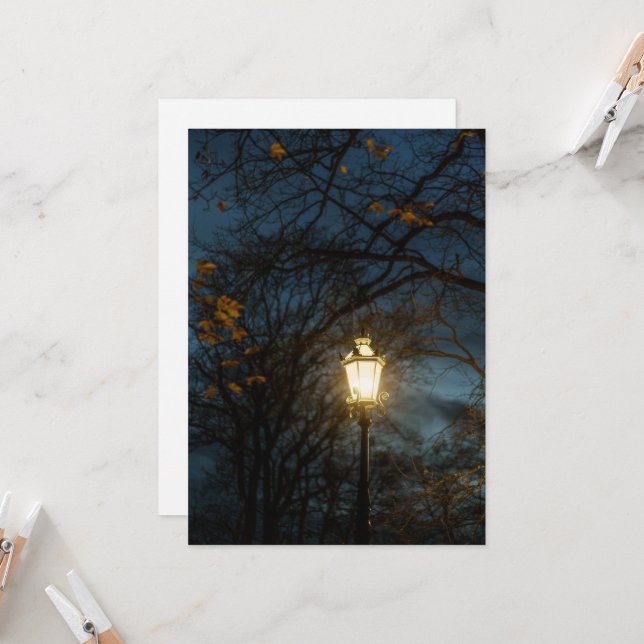 Cartão Atmospheric Lantern in Autumn Park (Frente/Verso In Situ)