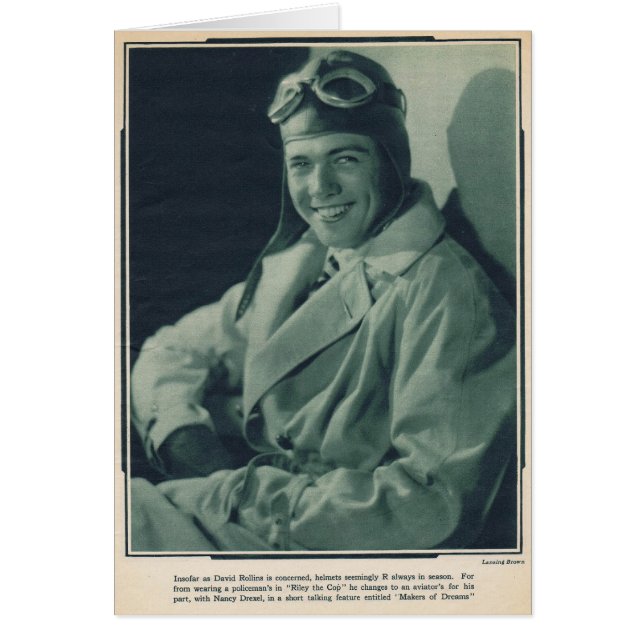 Cartão Ator do filme silencioso de David Rollins 1929 (Frente)