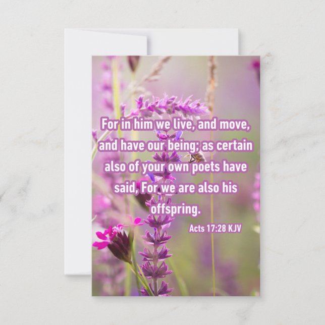 Cartão Atos 17:28 Bíblia KJV Verse Pic Saudação (Frente)