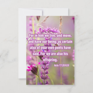 Cartão Atos 17:28 Bíblia KJV Verse Pic Saudação
