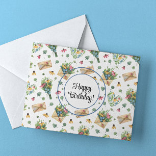 Cartão Através das Lindas Aquarelas de Feliz Aniversário