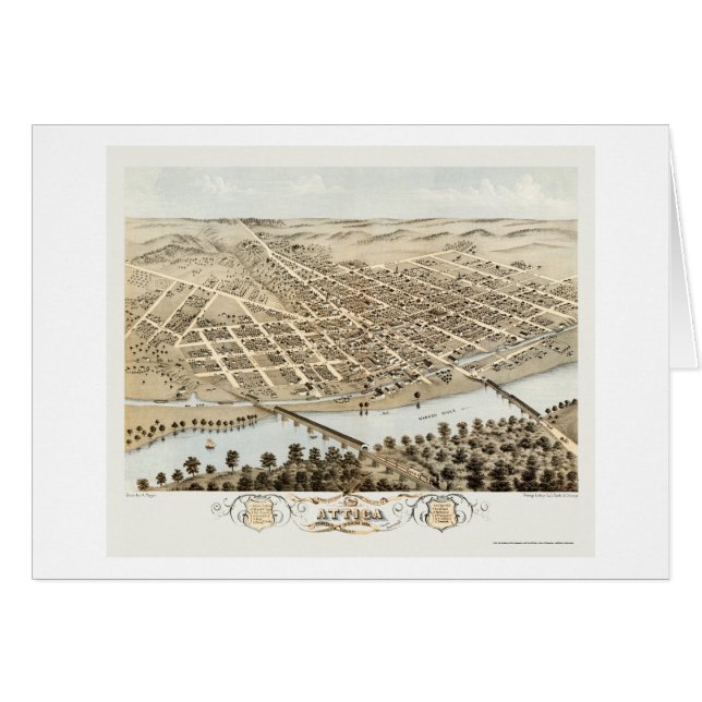Cartão Attica, no mapa panorâmico - 1869 (Frente Horizontal)