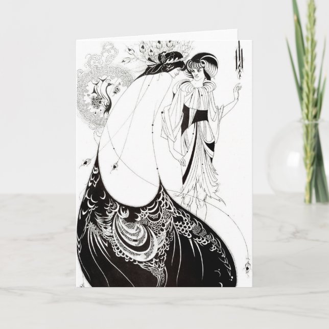 Cartão Aubrey Beardsley The Peacock Skirt Greeting Card (Frente)