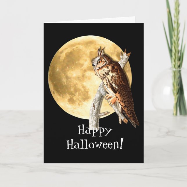Cartão Audubon Owl & Moon Halloween Card (Frente)