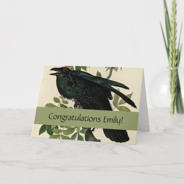 Cartão Audubon Raven Bird Classic Trabalho de arte (Frente)