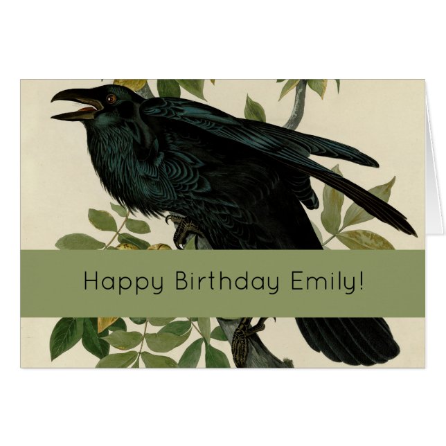Cartão Audubon Raven Bird Classic Trabalho de arte (Frente Horizontal)