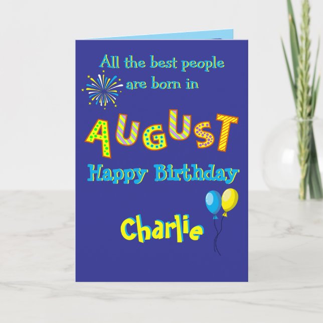 Cartão August Birthday Folded Greeting Card (Frente)