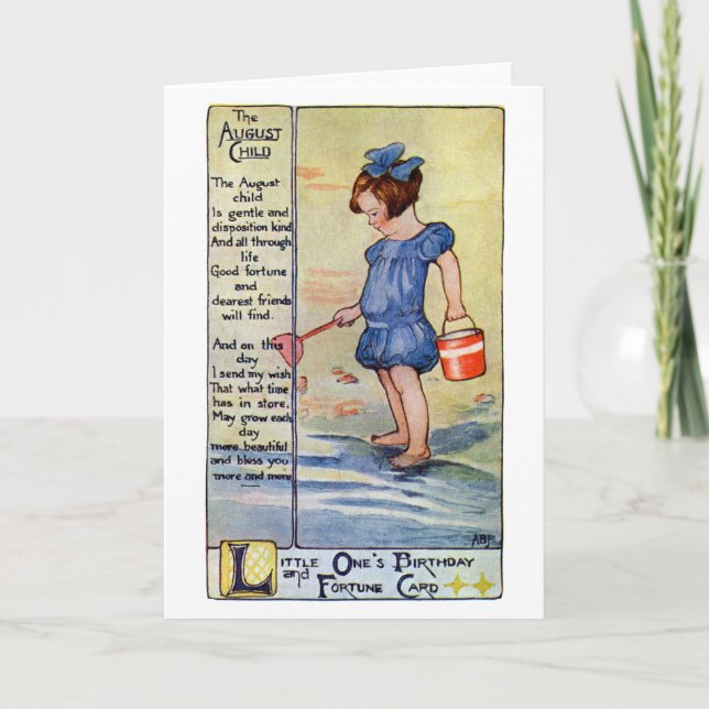 Cartão August Birthday Girl na Praia (Frente)