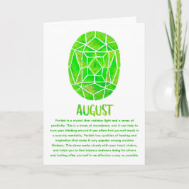 Cartão August Birthstone Peridot Birthday Watercolor