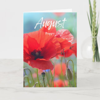 Cartão August Red Bloom Poppy Birth Mês