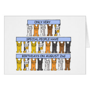 Cartão August segundo aniversário Cartoon Cats