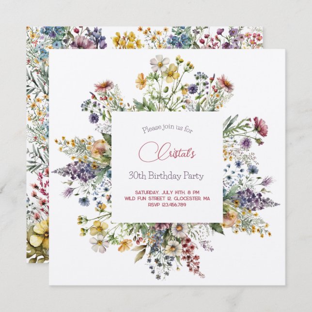 Cartão Aula flores adultos Aniversário (Frente/Verso)